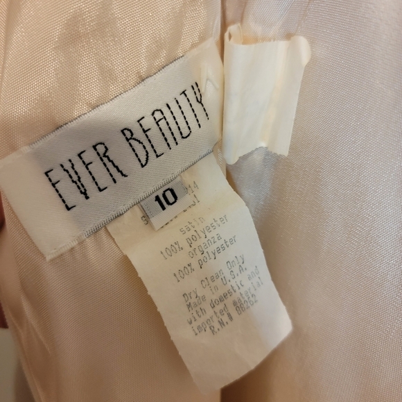 Floor Length Satin Cream Dress by Ever Beauty Formal Size 10 - Picture 4 of 8